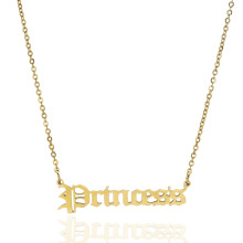 aço inoxidável ouro letras inglesas antigas PRINCESS colar de pingente PRINCESS colar de letras em aço inoxidável